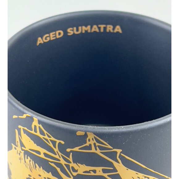 Vintage Starbucks Coffee Mug 14 Oz Aged Sumatra Black & Gold w/Sailing Ship - Picture 3 of 7